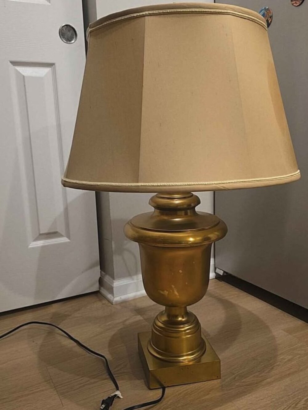 Antique solid brass lamp with shade